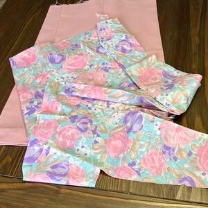 Double Knit &Cotton Fabric - Pink, Purple & Mint Print